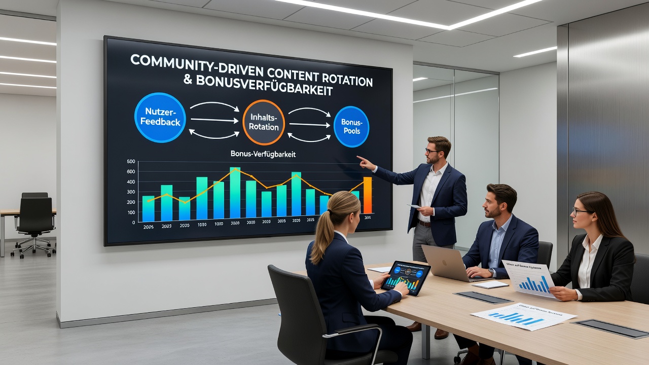 Visualisierung von Bonus-Pfaden und rotierenden Inhaltsströmen mit Community-Beiträgen